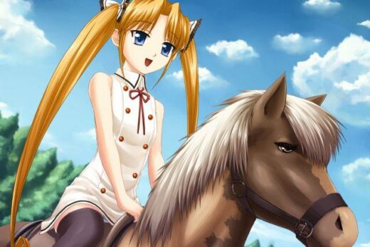 Anime girl on a horse